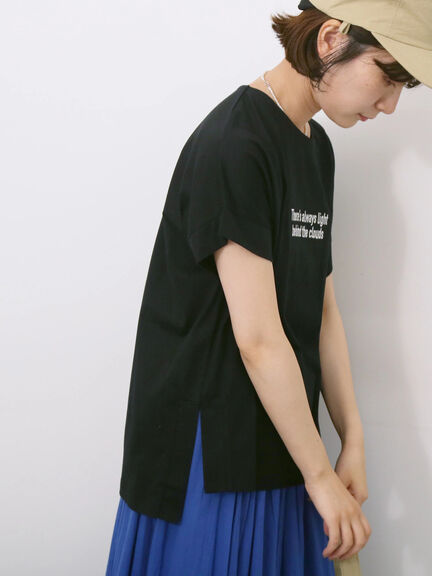 ロゴ刺繍フレンチスリーブTシャツ（オフホワイト/ブラック/オレンジ/ブラウン/ブルー）｜Samansa Mos2 blue（サマンサモスモス ブルー）通販