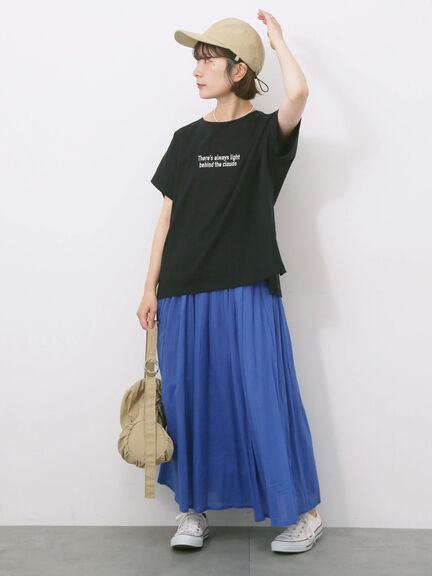 ロゴ刺繍フレンチスリーブTシャツ（オフホワイト/ブラック/オレンジ/ブラウン/ブルー）｜Samansa Mos2 blue（サマンサモスモス ブルー）通販