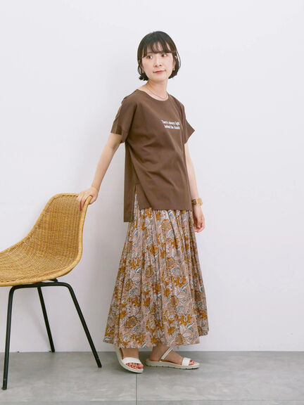 ロゴ刺繍フレンチスリーブTシャツ（オフホワイト/ブラック/オレンジ/ブラウン/ブルー）｜Samansa Mos2 blue（サマンサモスモス ブルー）通販