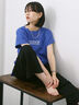 ロゴ刺繍フレンチスリーブTシャツ（オフホワイト/ブラック/オレンジ/ブラウン/ブルー）｜Samansa Mos2 blue（サマンサモスモス ブルー）通販