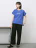 ロゴ刺繍フレンチスリーブTシャツ（オフホワイト/ブラック/オレンジ/ブラウン/ブルー）｜Samansa Mos2 blue（サマンサモスモス ブルー）通販