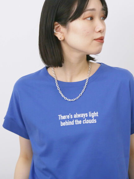 ロゴ刺繍フレンチスリーブTシャツ（オフホワイト/ブラック/オレンジ/ブラウン/ブルー）｜Samansa Mos2 blue（サマンサモスモス ブルー）通販