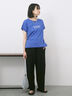 ロゴ刺繍フレンチスリーブTシャツ（オフホワイト/ブラック/オレンジ/ブラウン/ブルー）｜Samansa Mos2 blue（サマンサモスモス ブルー）通販