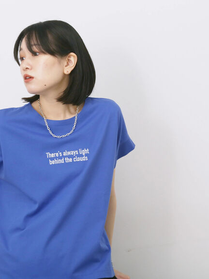 ロゴ刺繍フレンチスリーブTシャツ（オフホワイト/ブラック/オレンジ/ブラウン/ブルー）｜Samansa Mos2 blue（サマンサモスモス ブルー）通販