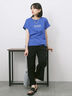 ロゴ刺繍フレンチスリーブTシャツ（オフホワイト/ブラック/オレンジ/ブラウン/ブルー）｜Samansa Mos2 blue（サマンサモスモス ブルー）通販