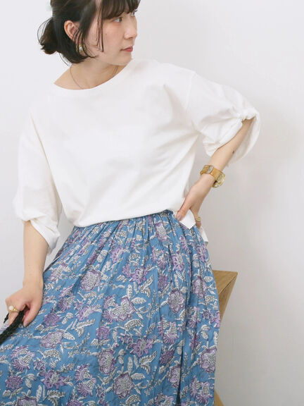 ツイストスリーブTシャツ（オフホワイト/ブラック/ブルー）｜Samansa Mos2 blue（サマンサモスモス ブルー）通販