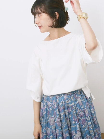 ツイストスリーブTシャツ（オフホワイト/ブラック/ブルー）｜Samansa Mos2 blue（サマンサモスモス ブルー）通販