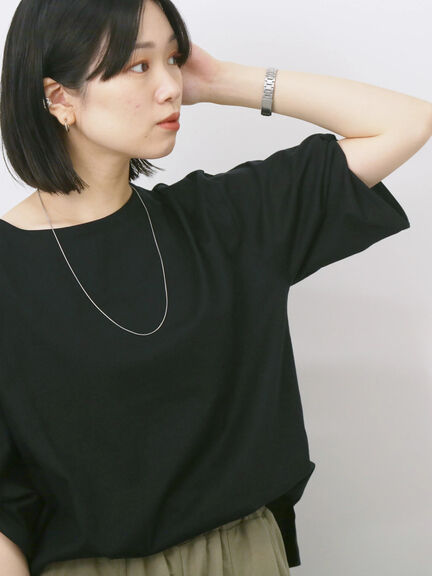 ツイストスリーブTシャツ（オフホワイト/ブラック/ブルー）｜Samansa Mos2 blue（サマンサモスモス ブルー）通販