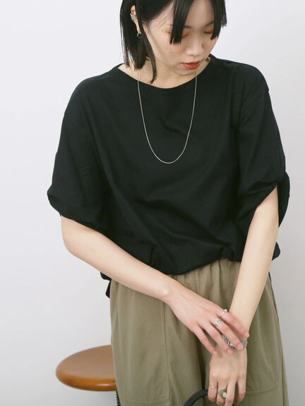 ツイストスリーブTシャツ（オフホワイト/ブラック/ブルー）｜Samansa Mos2 blue（サマンサモスモス ブルー）通販