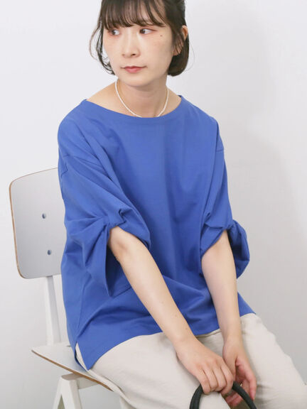 ツイストスリーブTシャツ（オフホワイト/ブラック/ブルー）｜Samansa Mos2 blue（サマンサモスモス ブルー）通販