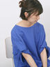 ツイストスリーブTシャツ（オフホワイト/ブラック/ブルー）｜Samansa Mos2 blue（サマンサモスモス ブルー）通販