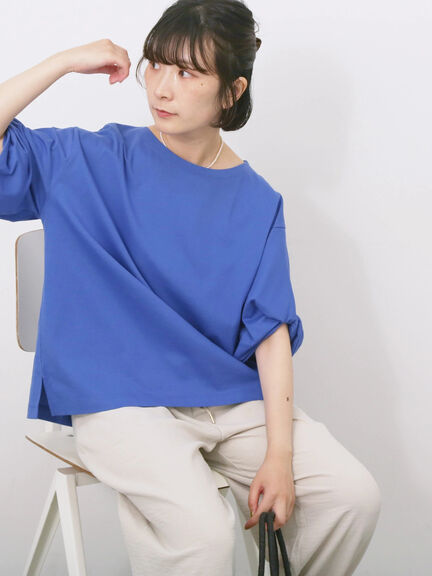 ツイストスリーブTシャツ（オフホワイト/ブラック/ブルー）｜Samansa Mos2 blue（サマンサモスモス ブルー）通販