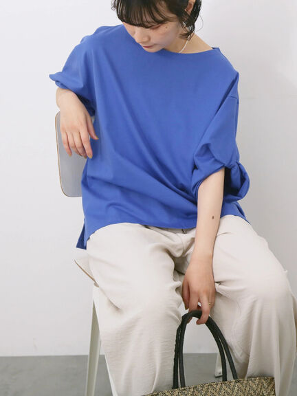 ツイストスリーブTシャツ（オフホワイト/ブラック/ブルー）｜Samansa Mos2 blue（サマンサモスモス ブルー）通販