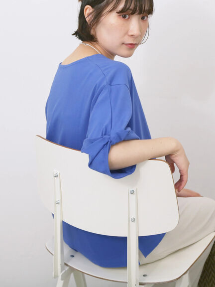 ツイストスリーブTシャツ（オフホワイト/ブラック/ブルー）｜Samansa Mos2 blue（サマンサモスモス ブルー）通販
