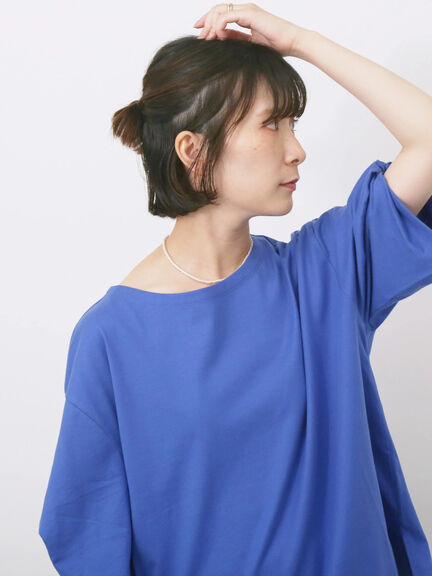 ツイストスリーブTシャツ（オフホワイト/ブラック/ブルー）｜Samansa Mos2 blue（サマンサモスモス ブルー）通販
