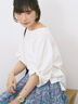 ツイストスリーブTシャツ（オフホワイト/ブラック/ブルー）｜Samansa Mos2 blue（サマンサモスモス ブルー）通販