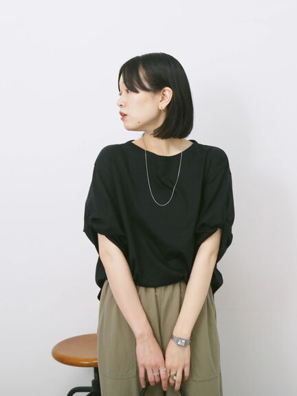 ツイストスリーブTシャツ（オフホワイト/ブラック/ブルー）｜Samansa Mos2 blue（サマンサモスモス ブルー）通販