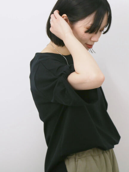 ツイストスリーブTシャツ（オフホワイト/ブラック/ブルー）｜Samansa Mos2 blue（サマンサモスモス ブルー）通販