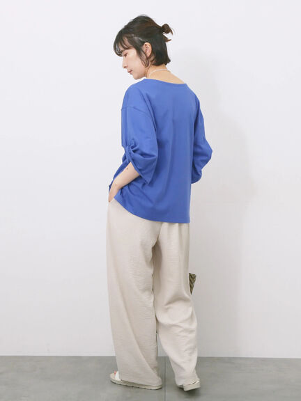 ツイストスリーブTシャツ（オフホワイト/ブラック/ブルー）｜Samansa Mos2 blue（サマンサモスモス ブルー）通販