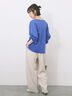 ツイストスリーブTシャツ（オフホワイト/ブラック/ブルー）｜Samansa Mos2 blue（サマンサモスモス ブルー）通販