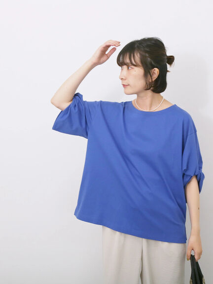ツイストスリーブTシャツ（オフホワイト/ブラック/ブルー）｜Samansa Mos2 blue（サマンサモスモス ブルー）通販