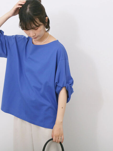 ツイストスリーブTシャツ（オフホワイト/ブラック/ブルー）｜Samansa Mos2 blue（サマンサモスモス ブルー）通販