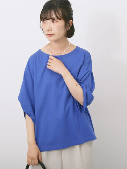 ツイストスリーブTシャツ（オフホワイト/ブラック/ブルー）｜Samansa Mos2 blue（サマンサモスモス ブルー）通販