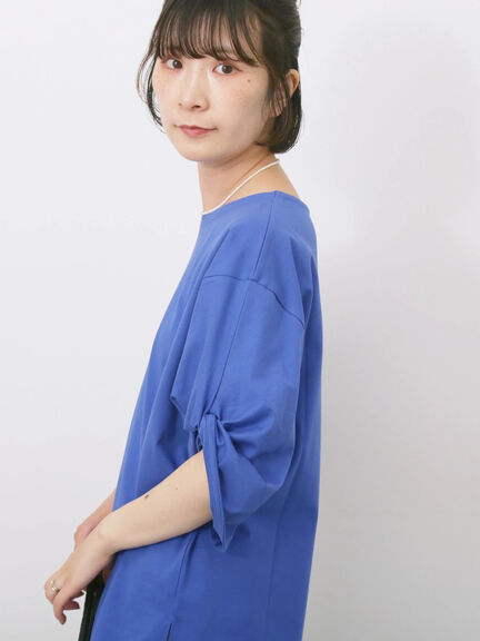 ツイストスリーブTシャツ（オフホワイト/ブラック/ブルー）｜Samansa Mos2 blue（サマンサモスモス ブルー）通販