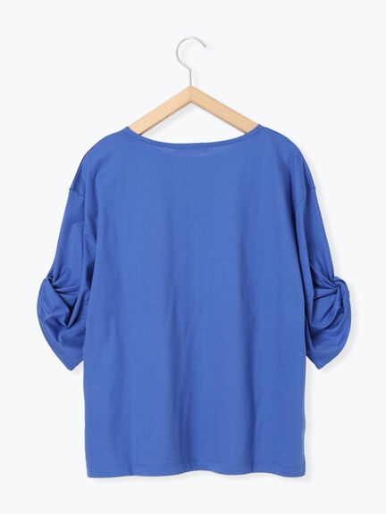 ツイストスリーブTシャツ（オフホワイト/ブラック/ブルー）｜Samansa Mos2 blue（サマンサモスモス ブルー）通販