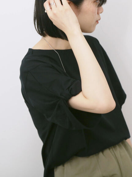 ツイストスリーブTシャツ（オフホワイト/ブラック/ブルー）｜Samansa Mos2 blue（サマンサモスモス ブルー）通販