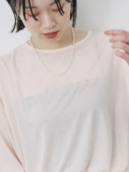 シアースラブ刺繍プリントロンT（オフホワイト/ピンク/イエロー）｜Samansa Mos2 blue（サマンサモスモス ブルー）通販