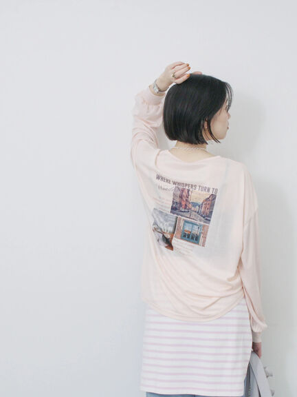 シアースラブ刺繍プリントロンT（オフホワイト/ピンク/イエロー）｜Samansa Mos2 blue（サマンサモスモス ブルー）通販