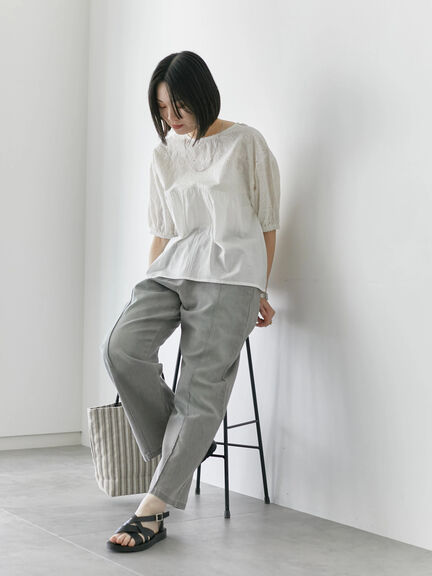 【Made in India】シフリーブラウス（オフホワイト/ブラック/ピンク）｜Samansa Mos2 blue（サマンサモスモス ブルー）通販