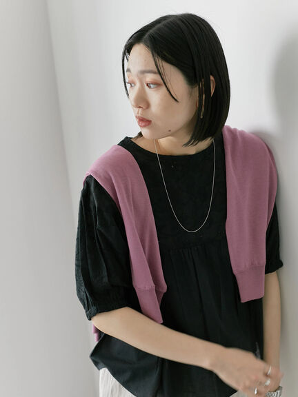 【Made in India】シフリーブラウス（オフホワイト/ブラック/ピンク）｜Samansa Mos2 blue（サマンサモスモス ブルー）通販