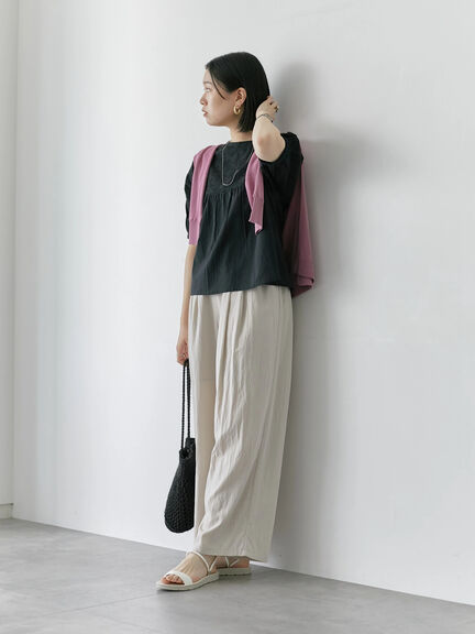 【Made in India】シフリーブラウス（オフホワイト/ブラック/ピンク）｜Samansa Mos2 blue（サマンサモスモス ブルー）通販