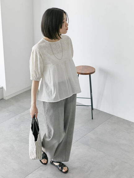 【Made in India】シフリーブラウス（オフホワイト/ブラック/ピンク）｜Samansa Mos2 blue（サマンサモスモス ブルー）通販