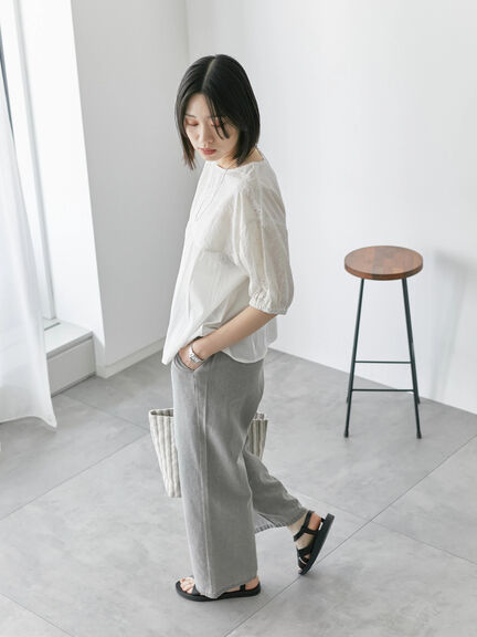 【Made in India】シフリーブラウス（オフホワイト/ブラック/ピンク）｜Samansa Mos2 blue（サマンサモスモス ブルー）通販