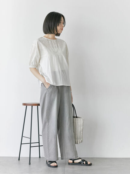 【Made in India】シフリーブラウス（オフホワイト/ブラック/ピンク）｜Samansa Mos2 blue（サマンサモスモス ブルー）通販