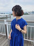 【Made in India】シャーリングノースリーブチュニック（オフホワイト/チャコールグレー/ブルー）｜Samansa Mos2 blue（サマンサモスモス ブルー）通販