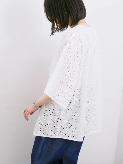 【Made in India】タッセル付ギャザーレースブラウス（オフホワイト/ブラック/パープル）｜Samansa Mos2 blue（サマンサモスモス ブルー）通販