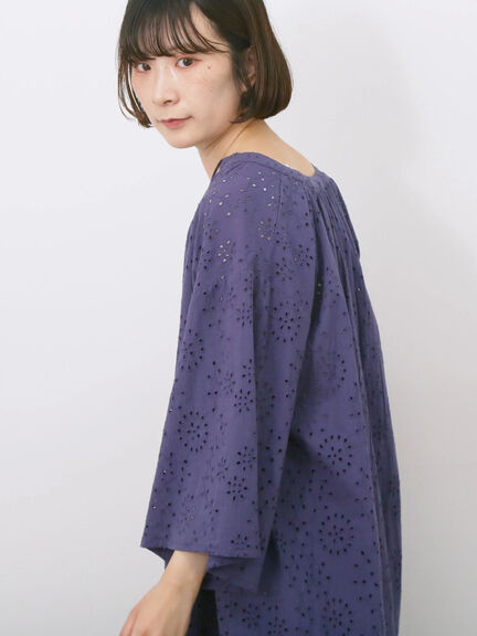 【Made in India】タッセル付ギャザーレースブラウス（オフホワイト/ブラック/パープル）｜Samansa Mos2 blue（サマンサモスモス ブルー）通販