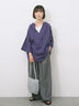 【Made in India】タッセル付ギャザーレースブラウス（オフホワイト/ブラック/パープル）｜Samansa Mos2 blue（サマンサモスモス ブルー）通販