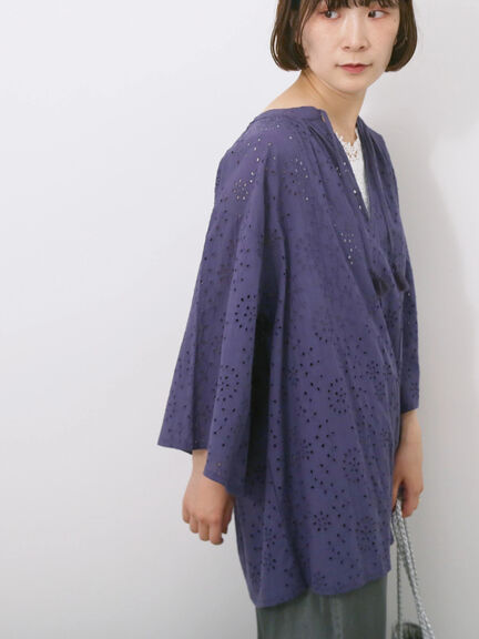 【Made in India】タッセル付ギャザーレースブラウス（オフホワイト/ブラック/パープル）｜Samansa Mos2 blue（サマンサモスモス ブルー）通販