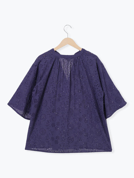 【Made in India】タッセル付ギャザーレースブラウス（オフホワイト/ブラック/パープル）｜Samansa Mos2 blue（サマンサモスモス ブルー）通販