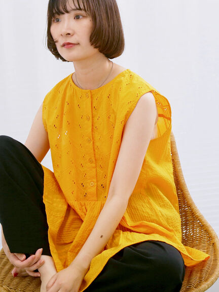 【Made in India】ノースリーブレースブラウス（オフホワイト/チャコールグレー/イエロー）｜Samansa Mos2 blue（サマンサモスモス ブルー）通販