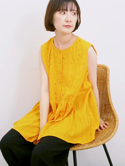 【Made in India】ノースリーブレースブラウス（オフホワイト/チャコールグレー/イエロー）｜Samansa Mos2 blue（サマンサモスモス ブルー）通販