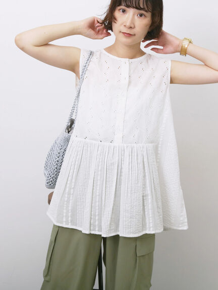 【Made in India】ノースリーブレースブラウス（オフホワイト/チャコールグレー/イエロー）｜Samansa Mos2 blue（サマンサモスモス ブルー）通販