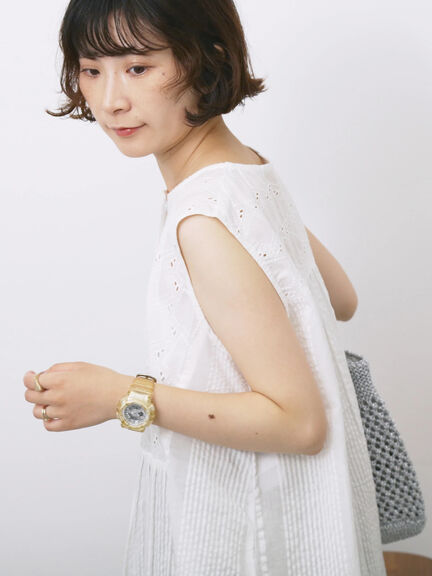 【Made in India】ノースリーブレースブラウス（オフホワイト/チャコールグレー/イエロー）｜Samansa Mos2 blue（サマンサモスモス ブルー）通販