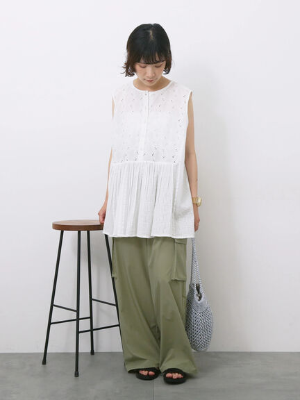 【Made in India】ノースリーブレースブラウス（オフホワイト/チャコールグレー/イエロー）｜Samansa Mos2 blue（サマンサモスモス ブルー）通販