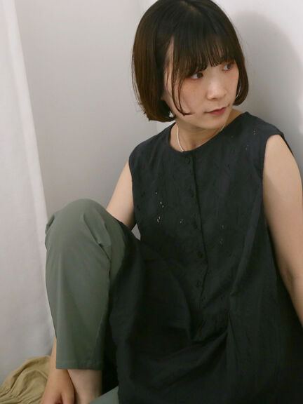 【Made in India】ノースリーブレースブラウス（オフホワイト/チャコールグレー/イエロー）｜Samansa Mos2 blue（サマンサモスモス ブルー）通販